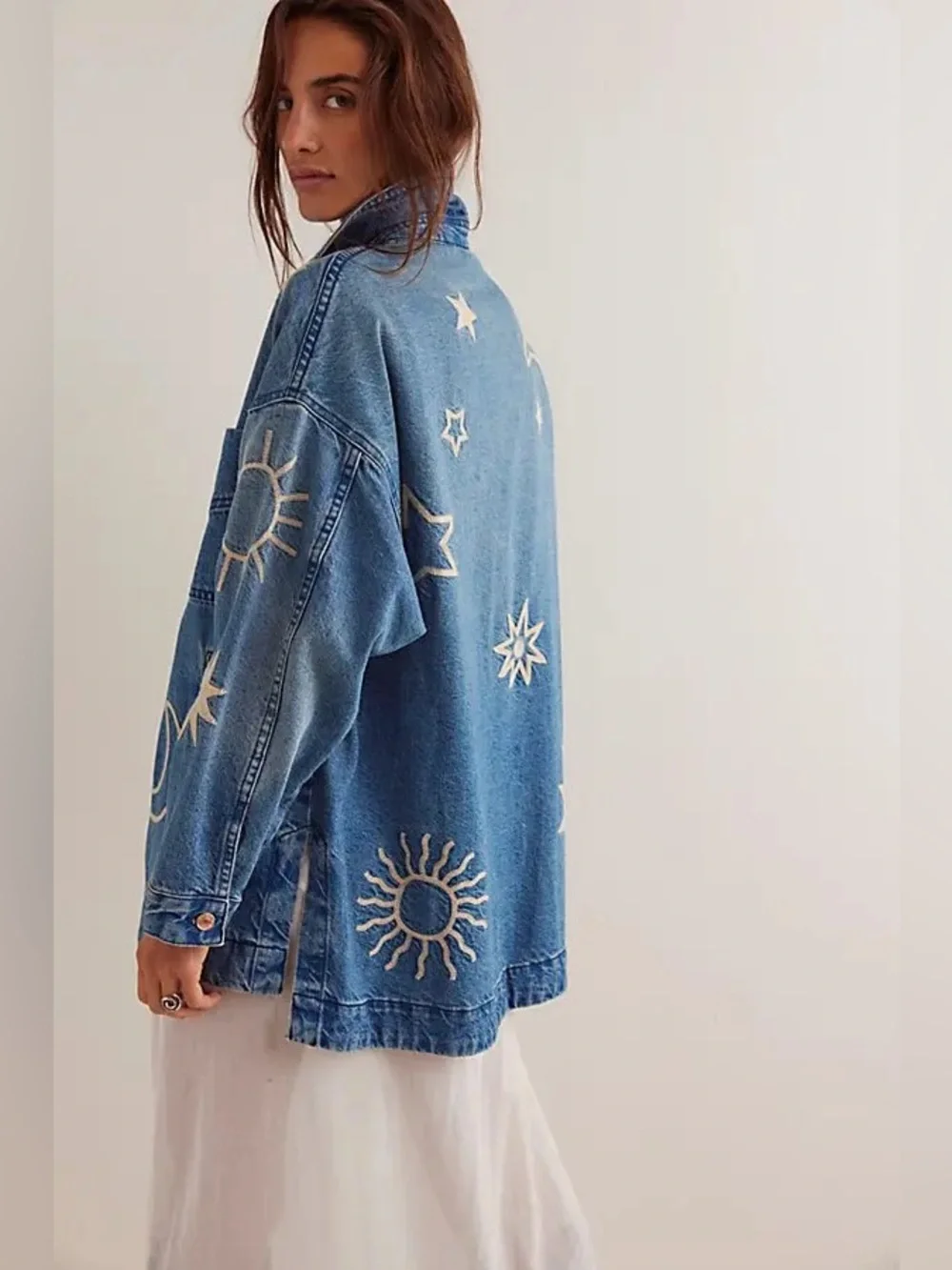 We The Free Madison City Embroidered Denim Jacket Celestial size small - Picture 2 of 12